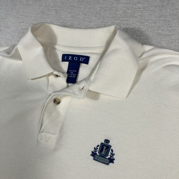 Vintage 90s Izod Polo Shirt Men’s XL White Crest Logo Preppy Golf - Picture 1 of 10